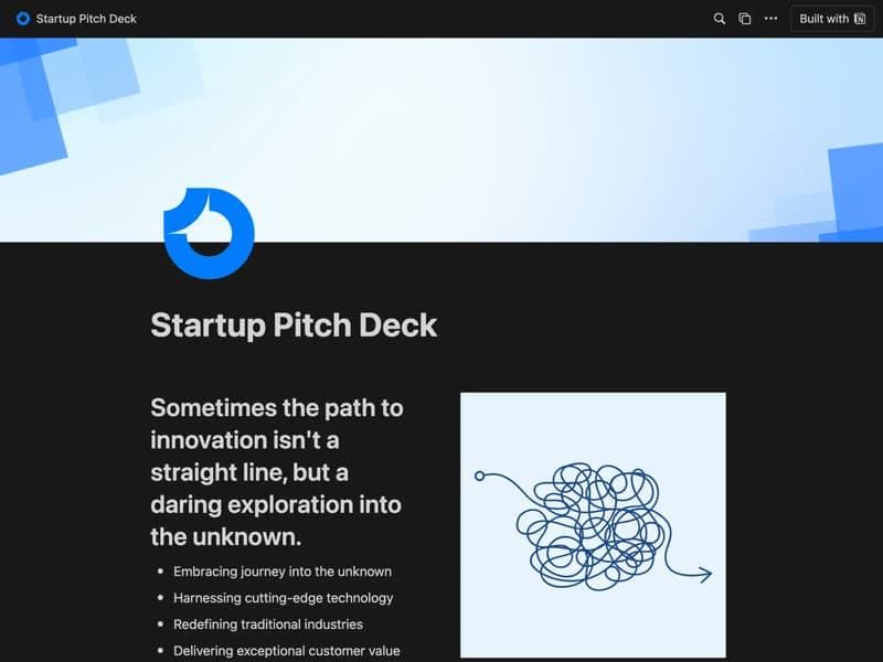 Preview of the Startup Pitch Deck Notion template