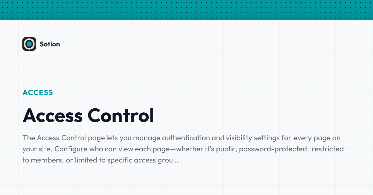 Access Control | Sotion Help Center