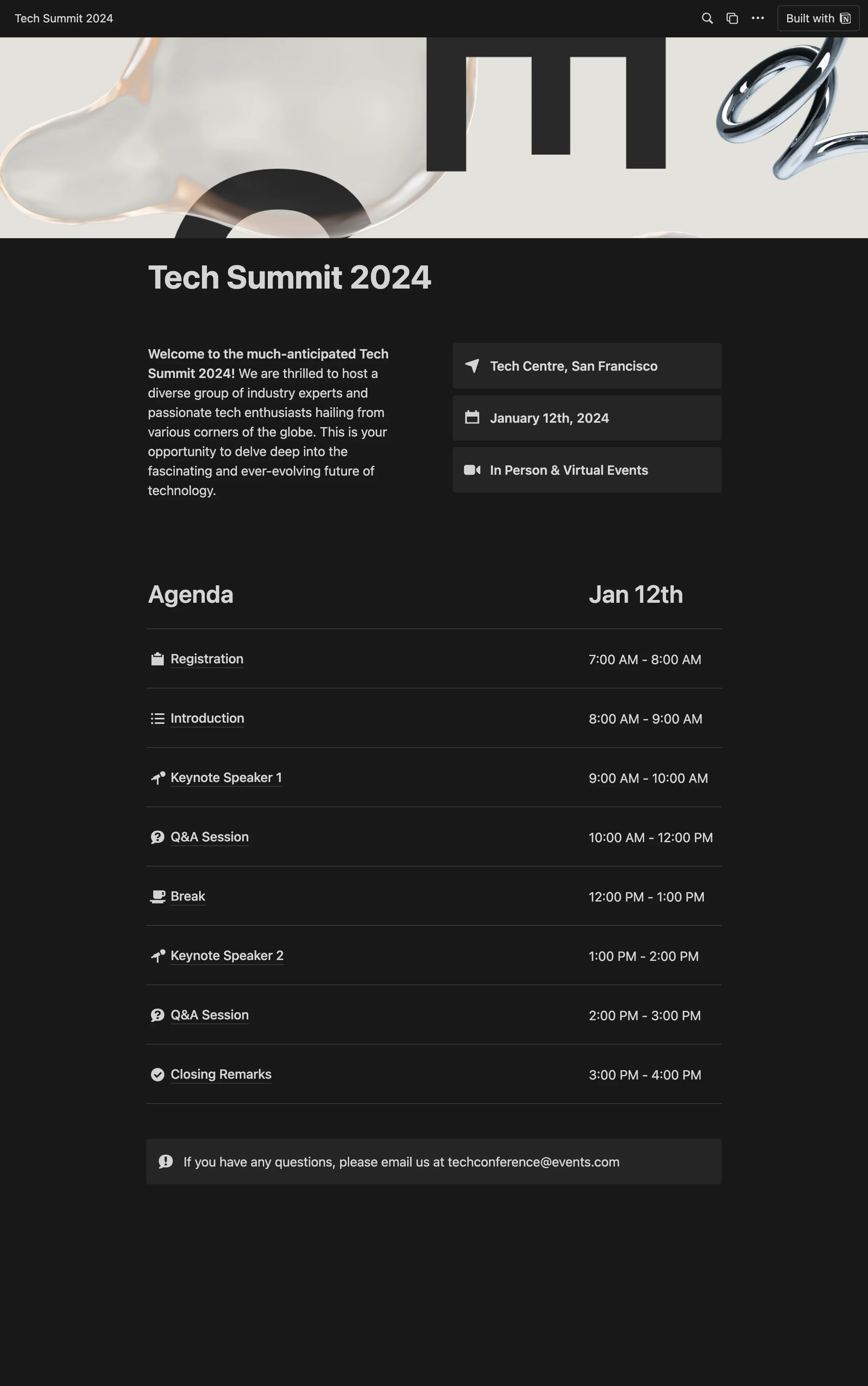 Conference Event Page
